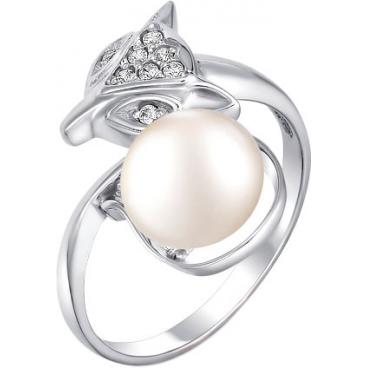 Серебряное кольцо De Fleur 27087S1 с жемчугом, фианитами 1 Серебряное кольцо De Fleur 27087S1 с жемчугом, фианитами 1
