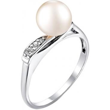 Серебряное кольцо De Fleur 27625S1 с жемчугом, фианитами 1 Серебряное кольцо De Fleur 27625S1 с жемчугом, фианитами 1