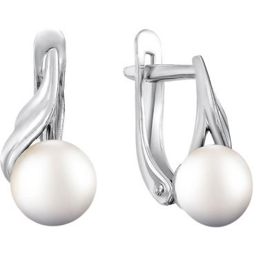 Серебряные серьги шарики De Fleur 28009S1 с жемчугом 1 Серебряные серьги шарики De Fleur 28009S1 с жемчугом 1