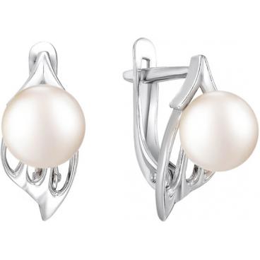 Серебряные серьги шарики De Fleur 28018S1 с жемчугом 1 Серебряные серьги шарики De Fleur 28018S1 с жемчугом 1