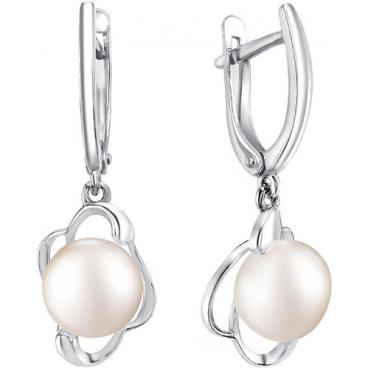Серебряные серьги шарики De Fleur 28410S1 с жемчугом 1 Серебряные серьги шарики De Fleur 28410S1 с жемчугом 1