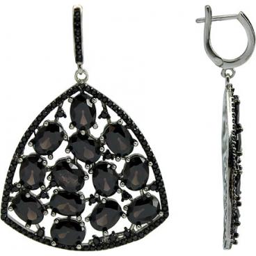 Серебряные длинные серьги Tesoro 2SR6256 с цирконами 1 Серебряные длинные серьги Tesoro 2SR6256 с цирконами 1