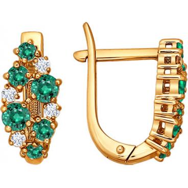 Золотые серьги SOKOLOV 3020027_s с изумрудами, бриллиантами 1 Золотые серьги SOKOLOV 3020027_s с изумрудами, бриллиантами 1