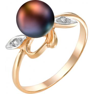 Золотое кольцо De Fleur 31018A2 с жемчугом, фианитами 1 Золотое кольцо De Fleur 31018A2 с жемчугом, фианитами 1