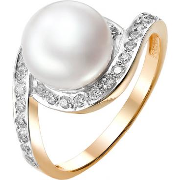 Золотое кольцо De Fleur 31300A1 с жемчугом, фианитами 1 Золотое кольцо De Fleur 31300A1 с жемчугом, фианитами 1