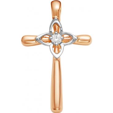 Женский золотой декоративный крестик Vesna 3208-151-00-00 с бриллиантом 1 Женский золотой декоративный крестик Vesna 3208-151-00-00 с бриллиантом 1