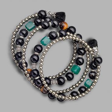 Большой браслет из бусин Rico La Cara 3235-rlc с агатом, хризопразом, пиритом 1