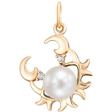 Золотой кулон подвеска De Fleur 33100.4A1 с жемчугом, фианитами 1 Золотой кулон подвеска De Fleur 33100.4A1 с жемчугом, фианитами 1