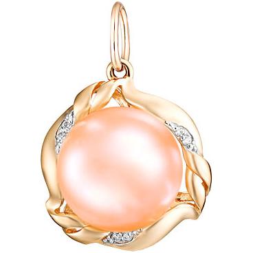 Золотой кулон De Fleur 33395A3 с жемчугом, фианитами 1 Золотой кулон De Fleur 33395A3 с жемчугом, фианитами 1