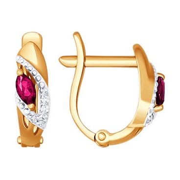 Золотые классические серьги SOKOLOV 4020353_s c бриллиантом, рубином 1 Золотые классические серьги SOKOLOV 4020353_s c бриллиантом, рубином 1