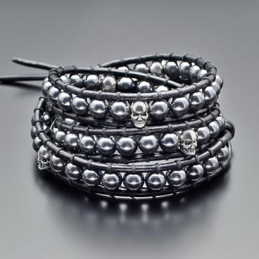 Кожаный браслет из бусин Rico La Cara 4121-rlc с гематитом 1