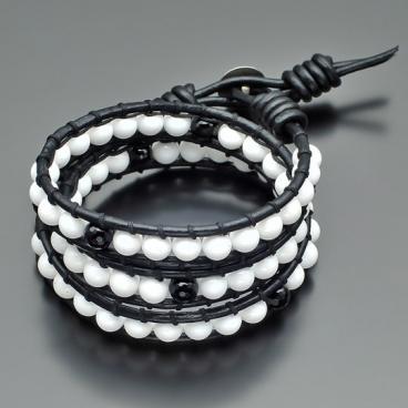 Кожаный браслет из бусин Rico La Cara 4122-rlc с агатами 1