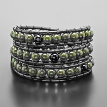 Кожаный браслет из бусин Rico La Cara 4130-rlc со змеевиком, агатами 1