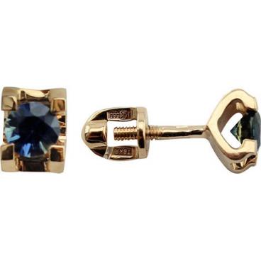 Золотые сережки-пусеты (гвоздики) с сапфиром Vesna 4478-150-10-00 1 Золотые сережки-пусеты (гвоздики) с сапфиром Vesna 4478-150-10-00 1