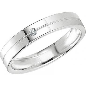 Обручальное парное кольцо из белого золота Breuning 48/04027 с бриллиантом 1 Обручальное парное кольцо из белого золота Breuning 48/04027 с бриллиантом 1