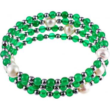 Браслет из бусин Element47 by JV 4B0008 с агатом, жемчугом 1