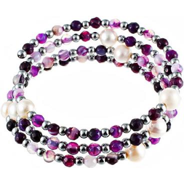 Браслет из бусин Element47 by JV 4B0011 с жемчугом, агатом, гематитом 1