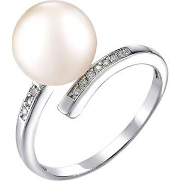 Серебряное кольцо De Fleur 51350S1 с жемчугом, фианитами 1 Серебряное кольцо De Fleur 51350S1 с жемчугом, фианитами 1
