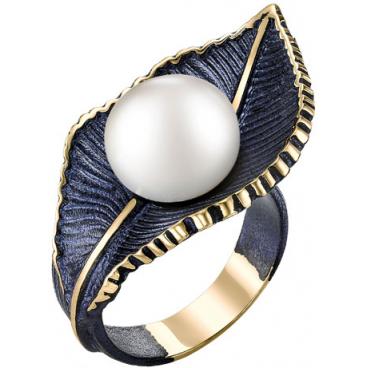 Серебряное кольцо De Fleur 51800Y1U с эмалью с жемчугом 1 Серебряное кольцо De Fleur 51800Y1U с эмалью с жемчугом 1