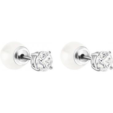 Серебряные двухсторонние серьги Swarovski 5183618 с кристаллами Swarovski, жемчугом 1 Серебряные двухсторонние серьги Swarovski 5183618 с кристаллами Swarovski, жемчугом 1