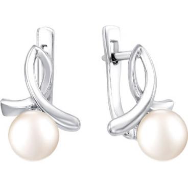Серебряные серьги шарики De Fleur 52149S1 с жемчугом 1 Серебряные серьги шарики De Fleur 52149S1 с жемчугом 1