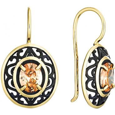 Серебряные длинные серьги De Fleur 52823YCB с эмалью, фианитом 1 Серебряные длинные серьги De Fleur 52823YCB с эмалью, фианитом 1