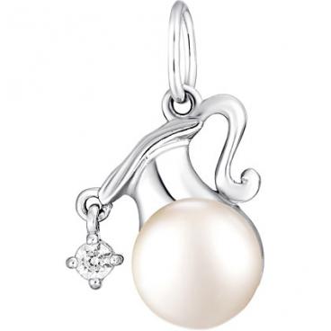 Серебряный кулон подвеска De Fleur 53100.11S1 с жемчугом, фианитами 1 Серебряный кулон подвеска De Fleur 53100.11S1 с жемчугом, фианитами 1