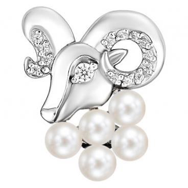 Серебряный кулон подвеска De Fleur 53100.1S1 с жемчугом, фианитами 1 Серебряный кулон подвеска De Fleur 53100.1S1 с жемчугом, фианитами 1