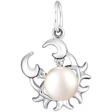 Серебряный кулон подвеска De Fleur 53100.4S1 с жемчугом, фианитами 1 Серебряный кулон подвеска De Fleur 53100.4S1 с жемчугом, фианитами 1