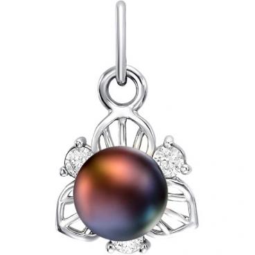 Серебряный кулон De Fleur 53221S2 с жемчугом, фианитами 1 Серебряный кулон De Fleur 53221S2 с жемчугом, фианитами 1