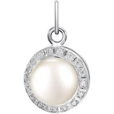 Серебряный кулон De Fleur 53222S1 c жемчугом, фианитом 1 Серебряный кулон De Fleur 53222S1 c жемчугом, фианитом 1