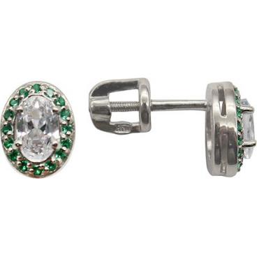 Серебряные серьги-пусеты (гвоздики) Русское Золото 55021442-18-6 с фианитами 1 Серебряные серьги-пусеты (гвоздики) Русское Золото 55021442-18-6 с фианитами 1