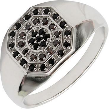 Мужская серебряная печатка перстень Русское Золото 55120178-57-6 с фианитами 1 Мужская серебряная печатка перстень Русское Золото 55120178-57-6 с фианитами 1