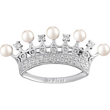 Серебряная брошь De Fleur 56006S1 c жемчугом, фианитом 1 Серебряная брошь De Fleur 56006S1 c жемчугом, фианитом 1