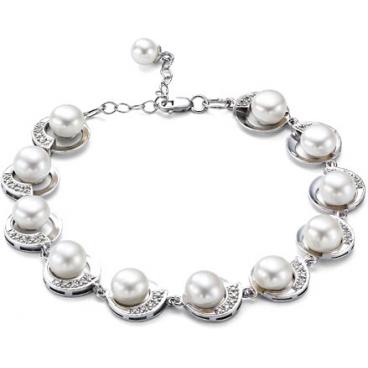 Серебряный браслет цепь De Fleur 58027S1.18 с жемчугом, фианитами 1 Серебряный браслет цепь De Fleur 58027S1.18 с жемчугом, фианитами 1