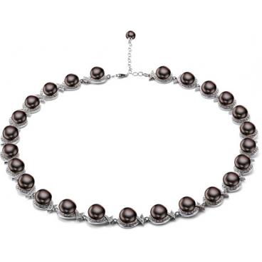 Серебряное колье ожерелье De Fleur 59300S2 с жемчугом, фианитами 1 Серебряное колье ожерелье De Fleur 59300S2 с жемчугом, фианитами 1