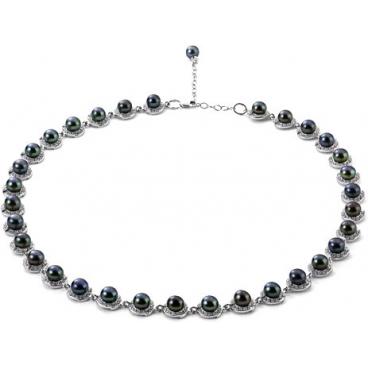 Серебряное колье ожерелье De Fleur 59643S2 с жемчугом, фианитами 1 Серебряное колье ожерелье De Fleur 59643S2 с жемчугом, фианитами 1