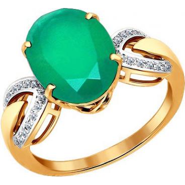 Золотое кольцо SOKOLOV 6013036_s с хризопразом, бриллиантами 1
