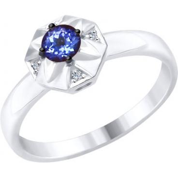 Кольцо из белого золота SOKOLOV 6014057_s с танзанитом, бриллиантами 1