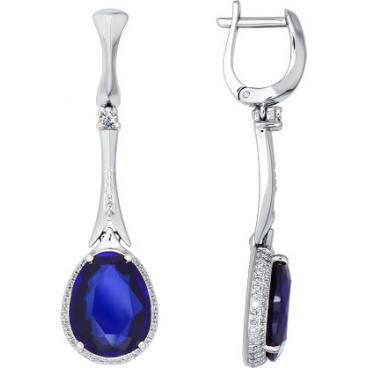 Длинные серьги из белого золота SOKOLOV 6022016_s с корундами, бриллиантами 1