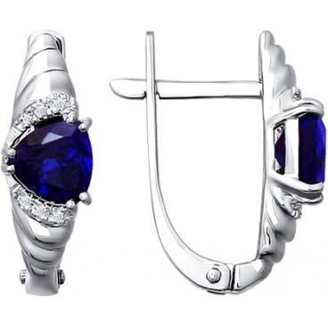 Серьги из белого золота SOKOLOV 6022098_s с искусственными корундами, бриллиантами 1