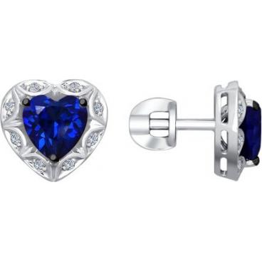 Серьги-пусеты (гвоздики) из белого золота SOKOLOV 6022115_s с корундами, бриллиантами 1