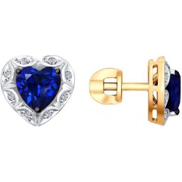 Золотые серьги-пусеты (гвоздики) SOKOLOV 6022117_s с корундами, бриллиантами 1