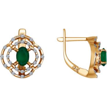 Золотые серьги SOKOLOV 6023010_s с агатами, бриллиантами 1