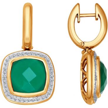 Золотые серьги SOKOLOV 6023038_s с агатами, бриллиантами 1