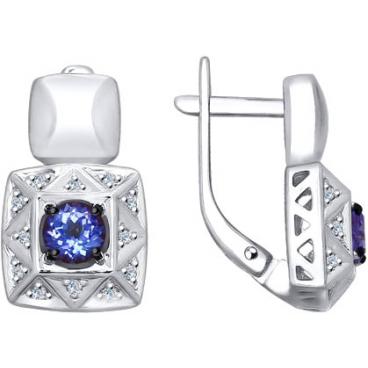 Серьги из белого золота SOKOLOV 6024056_s с танзанитами, бриллиантами 1