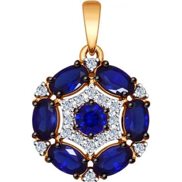 Золотой кулон SOKOLOV 6032028_s c бриллиантом, корундами 1