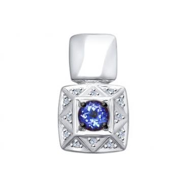 Кулон из белого золота SOKOLOV 6034014_s с танзанитом, бриллиантами 1