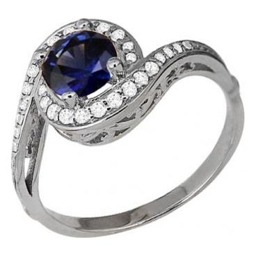 Серебряное кольцо Национальное Достояние 63985B-nd с наносапфиром, фианитами 1