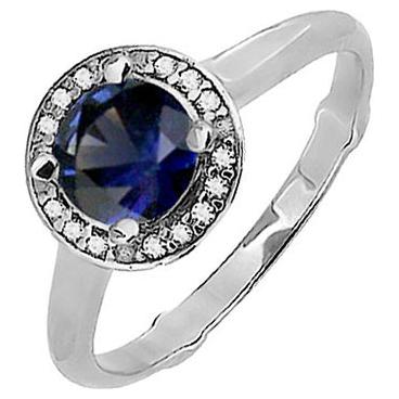 Серебряное кольцо Национальное Достояние 63991B-nd с наносапфиром, фианитами 1